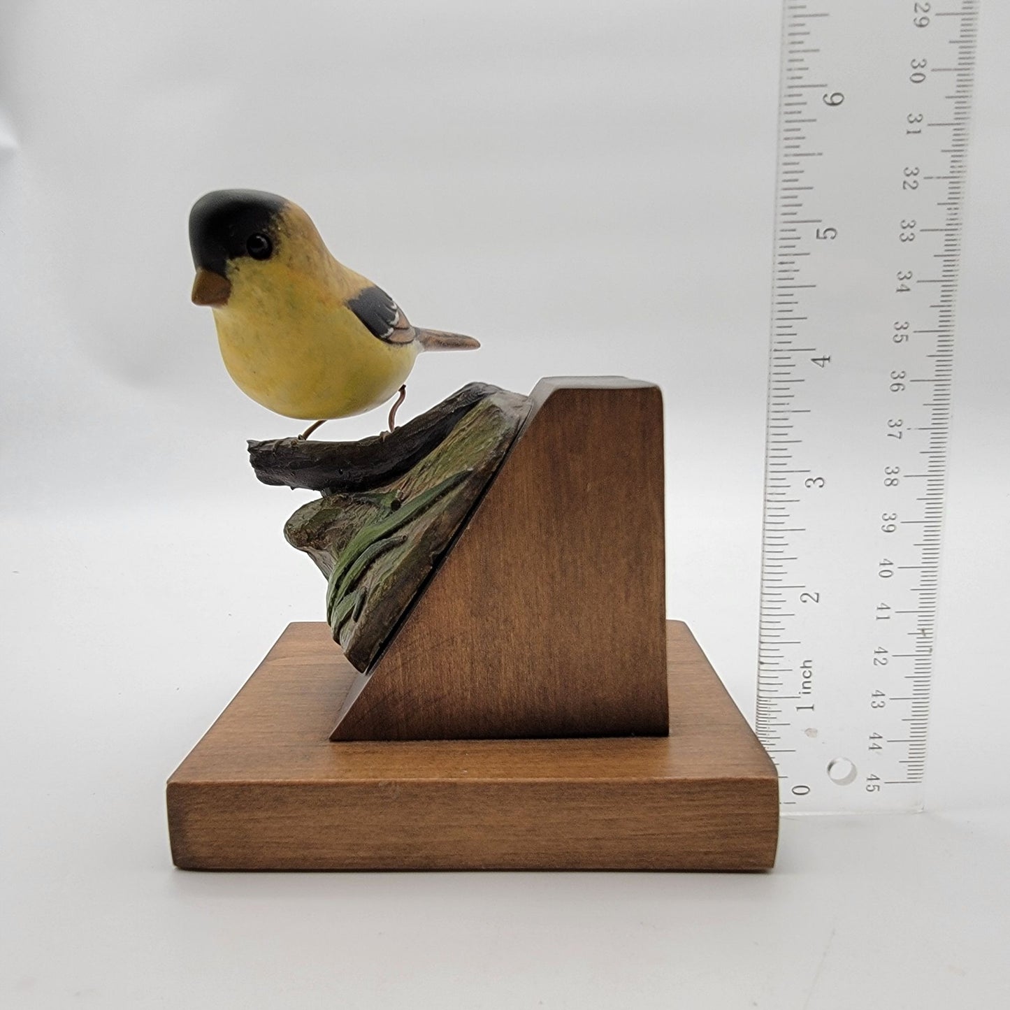1983 Grant Goltz Hand Carved Goldfinch Wood Bird Sculpture