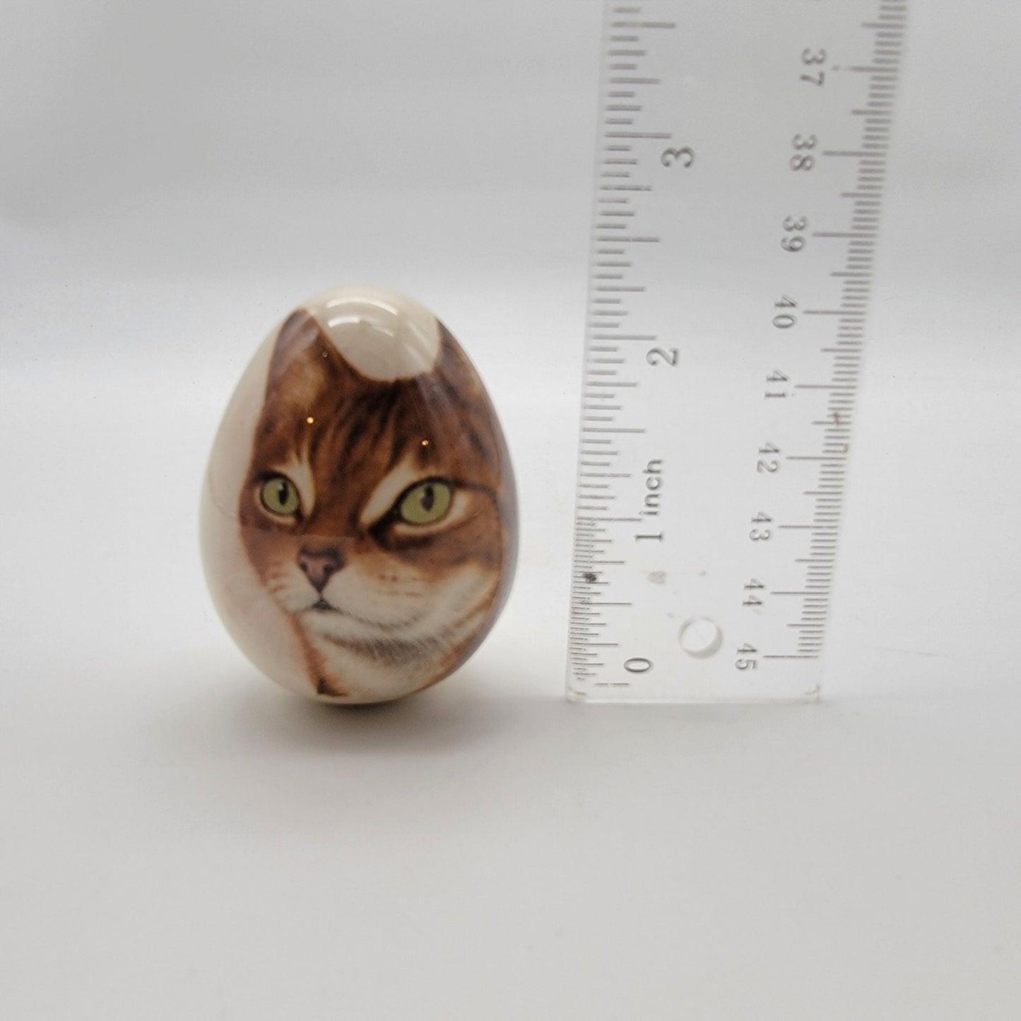Hand-Painted Porcelain Egg with Cat