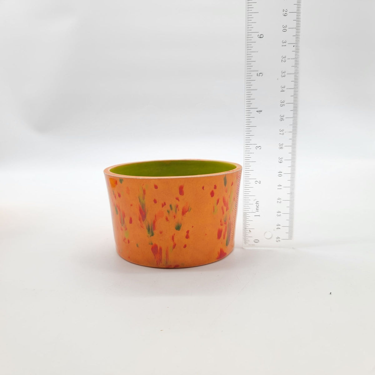 1960s Orange & Green Pottery Nesting Planters Set Of 4