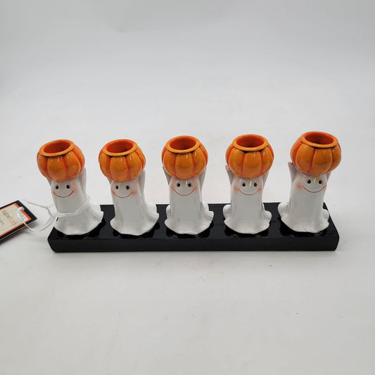Halloween Ghosts With Pumpkins Candelabra By HallowHome