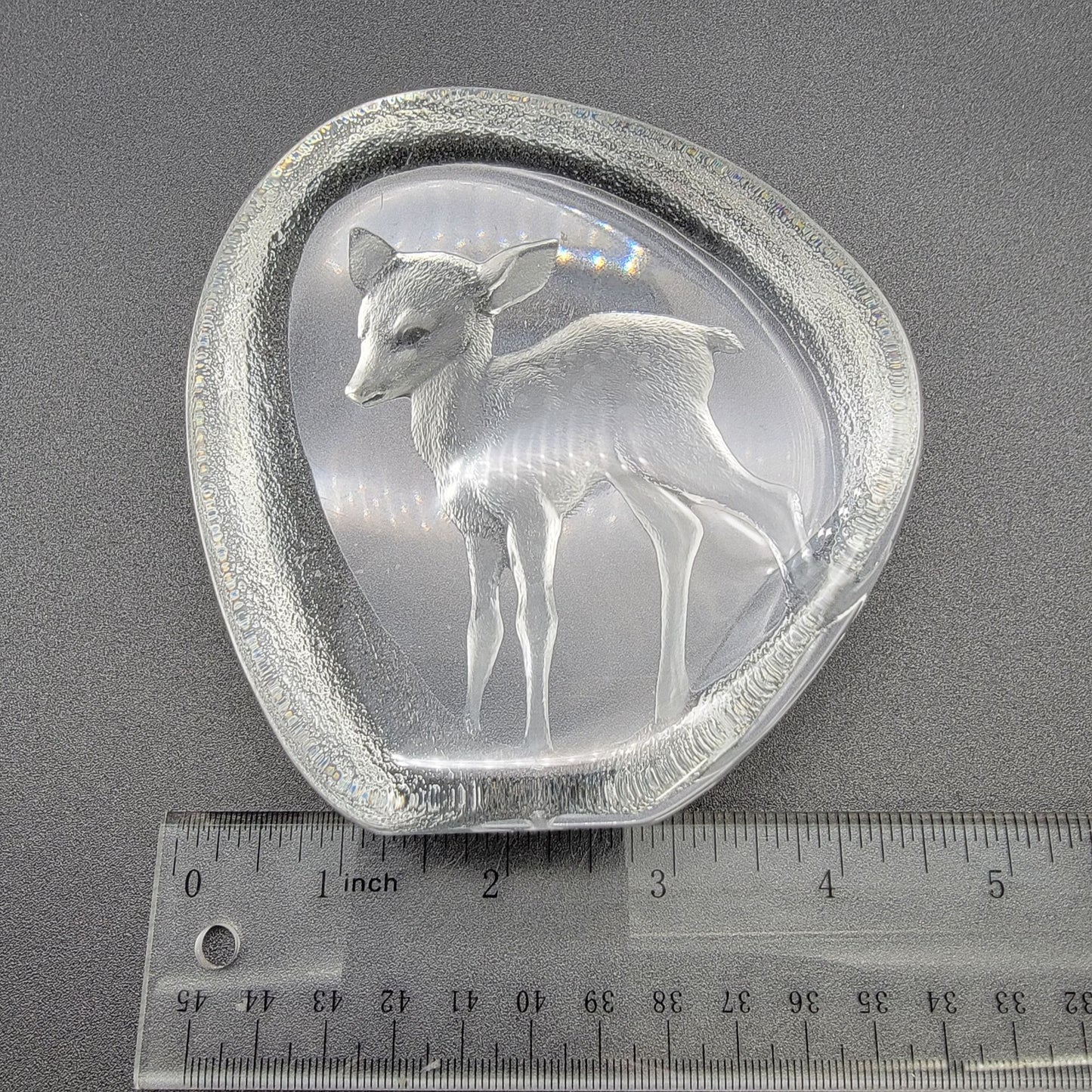 Mats Jonasson Deer Fawn Signed Crystal Paperweight