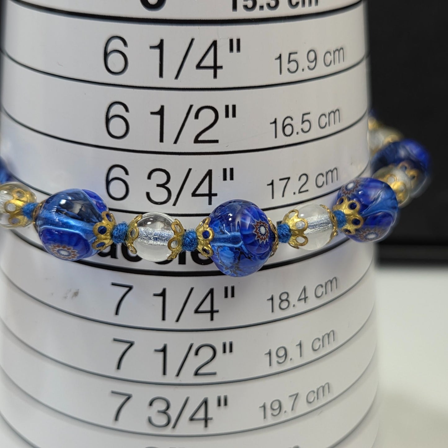 Vintage Venetian Dichroic Glass Beaded Bracelet Gold-Tone Accents