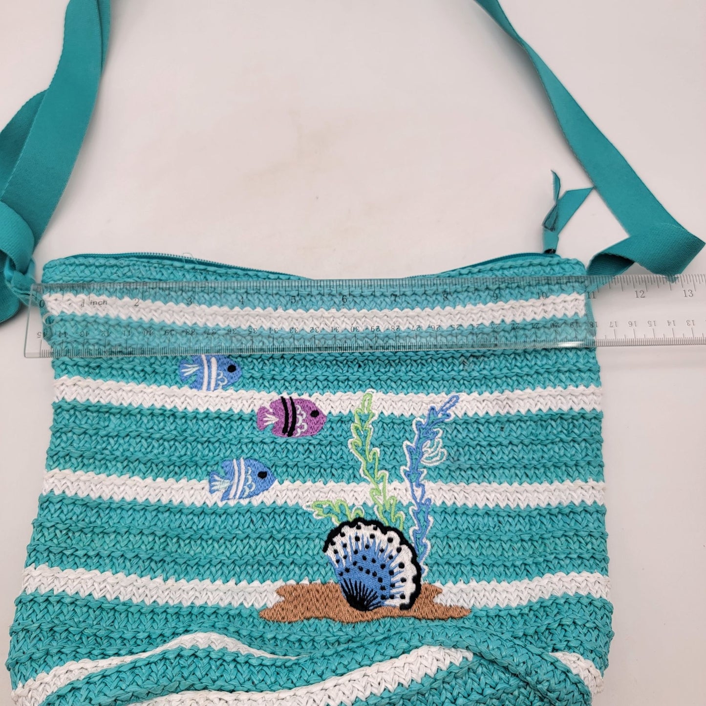 Vera Bradley "Antilles Treasures" Straw Bucket Crossbody Purse