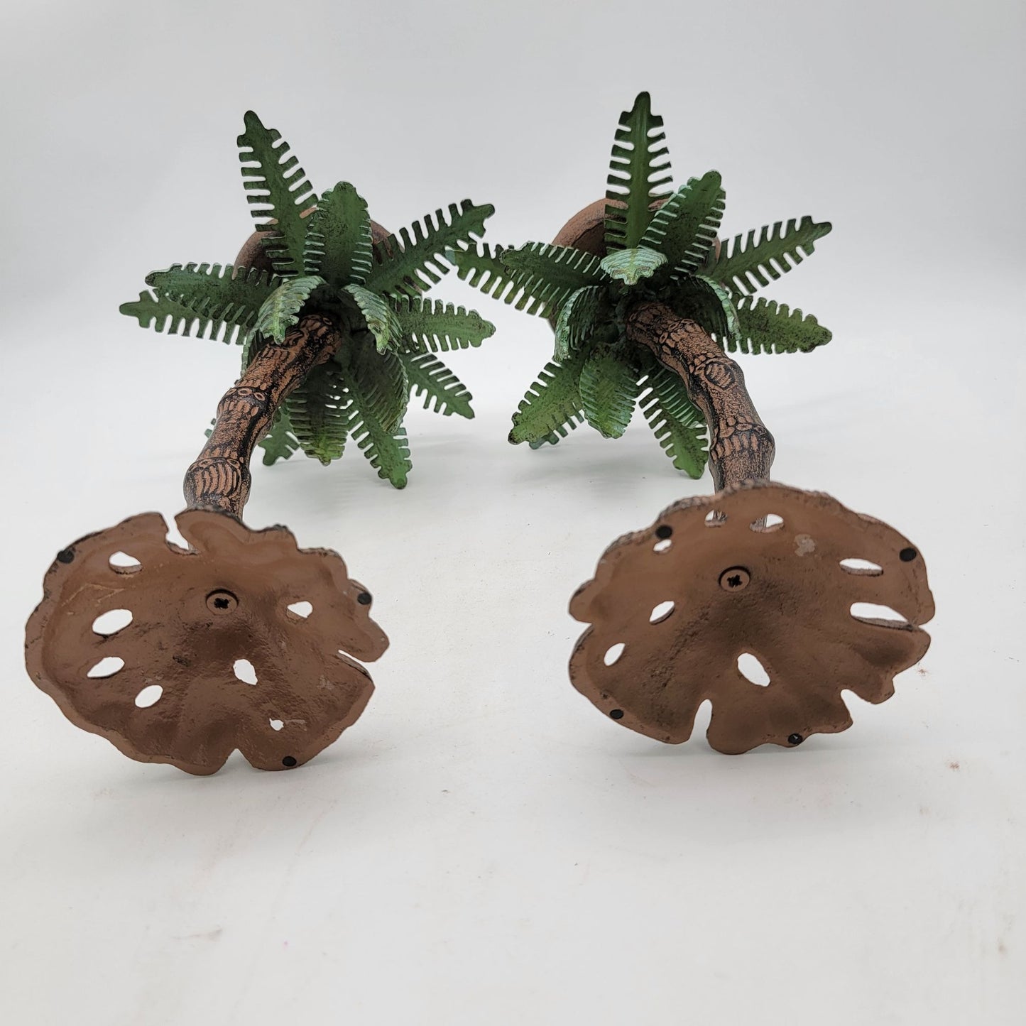 Palm Tree Metal Candle Holders Set of Two