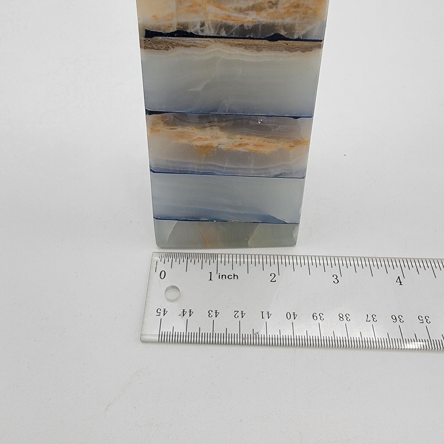 Vintage Neoclassical Banded Onyx Obelisk Tower