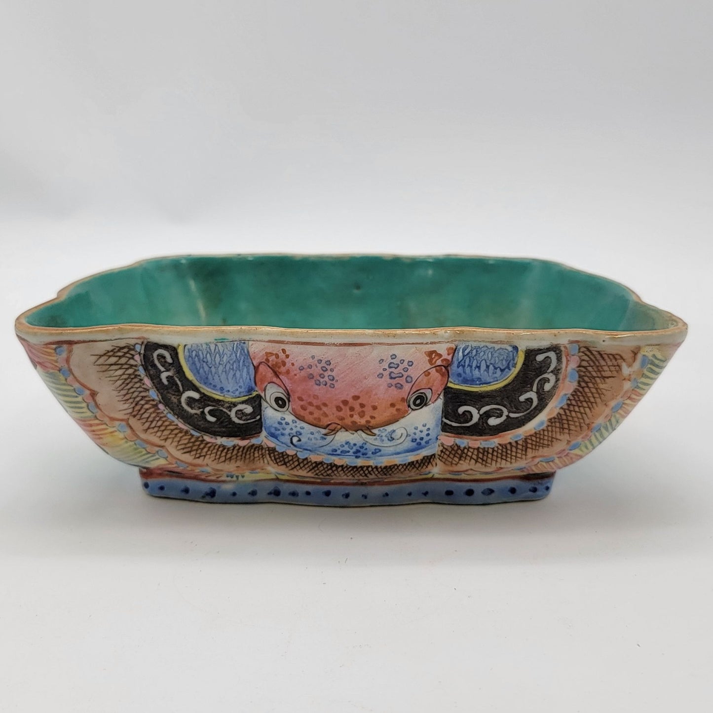 Antique Chinese Guangxu Period Famille Rose Moth Bowl