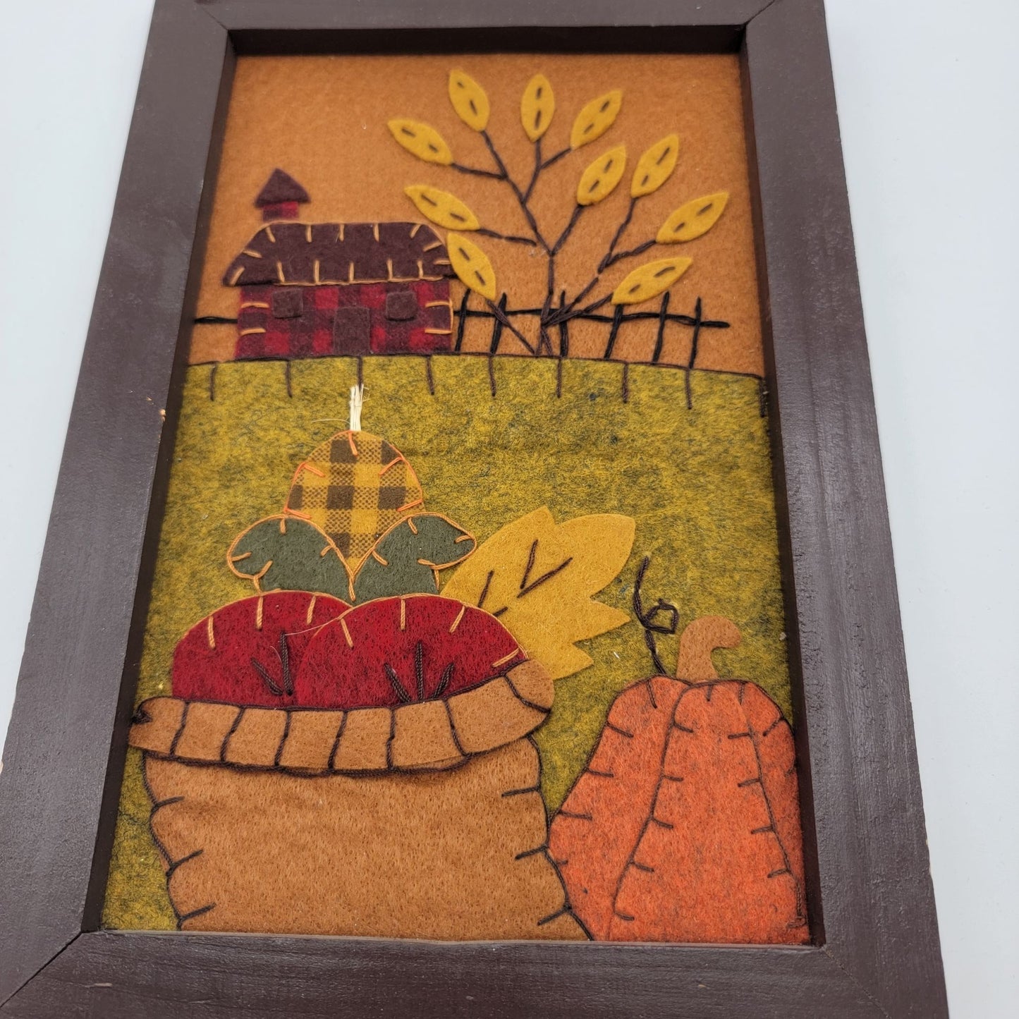 Autumn Harvest Themed Framed Wall Art With Felt Detailing