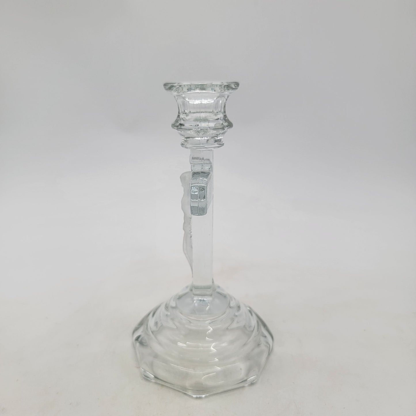 Vintage Pressed Glass Crucifix Cross Candle Holder