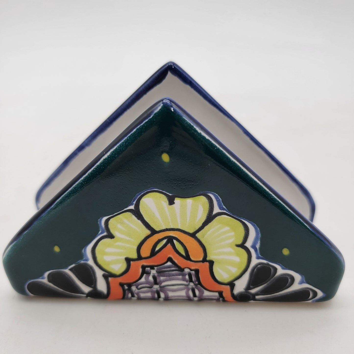 Hand-Painted Mexican Talavera Pottery Napkin Holder