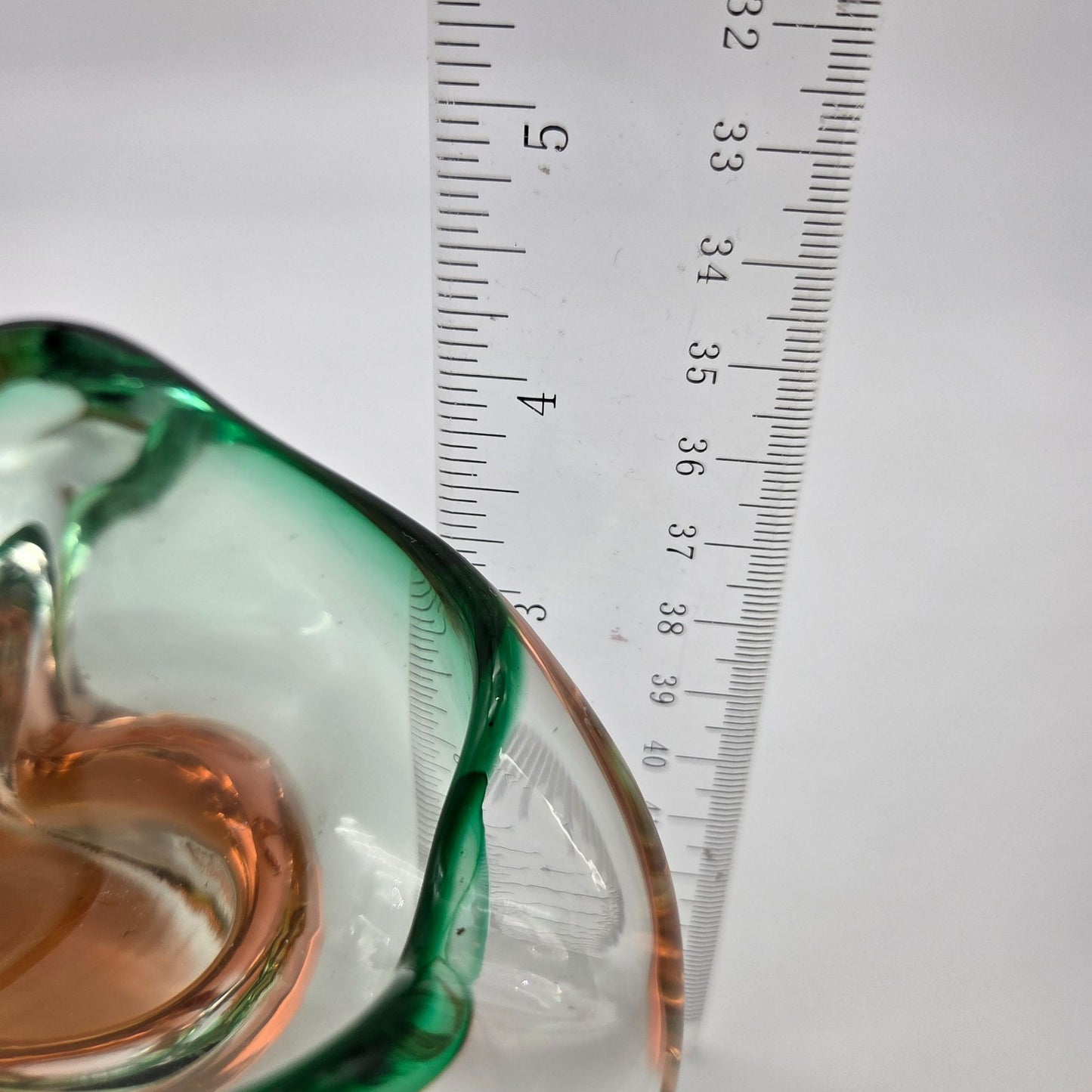 Bohemian Sommerso Watermelon Art Glass Ashtray