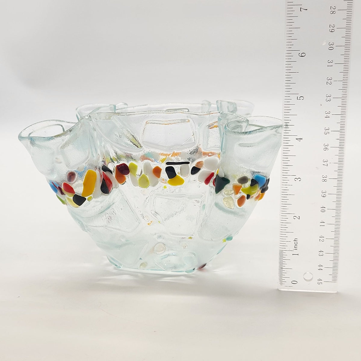 Colorful Fused Glass Mosaic Handkerchief Bowl