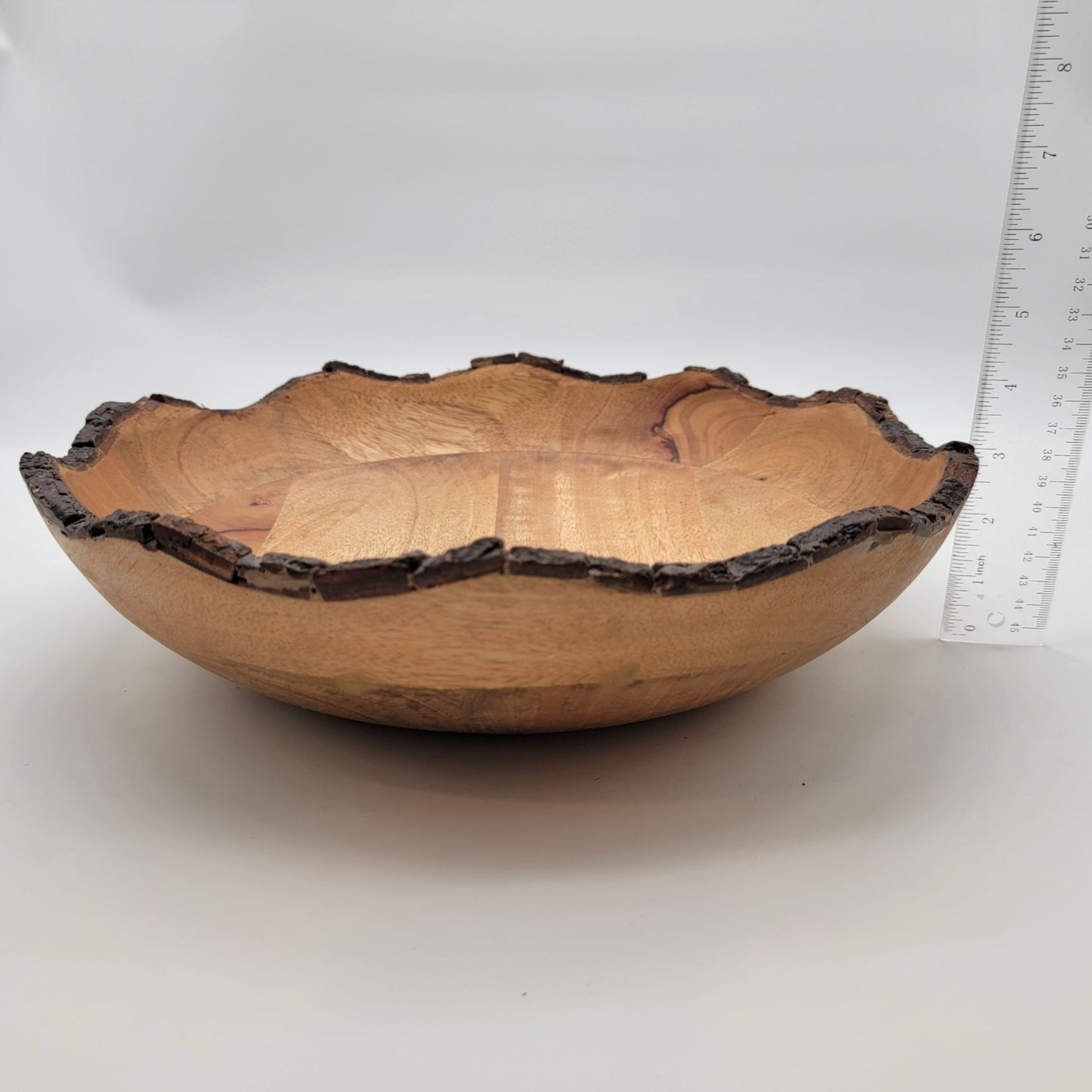 Large Raw Bark Edge Wooden Bowl