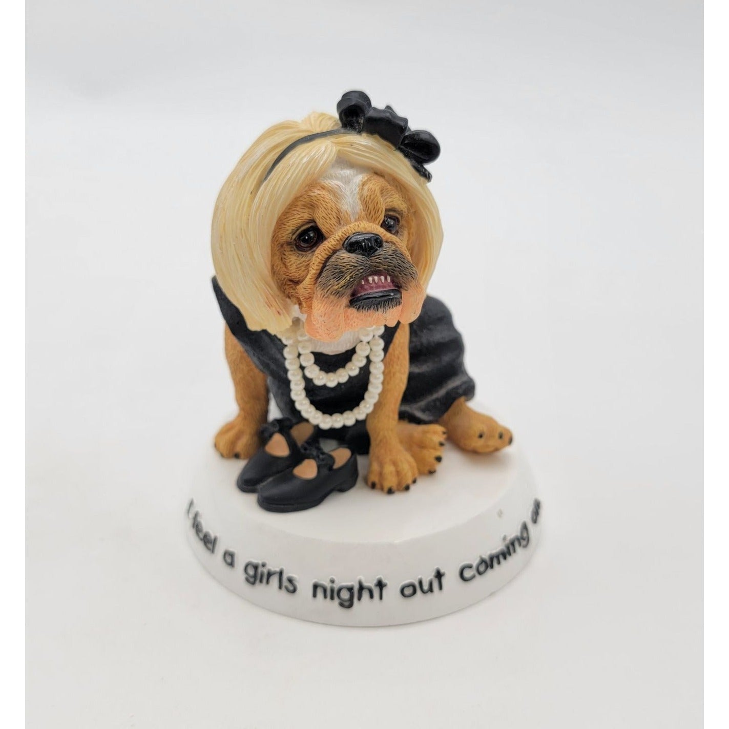 Zelda Wisdom Bulldog Figurine "Girls Night Out" Dog With Pearls & Dress