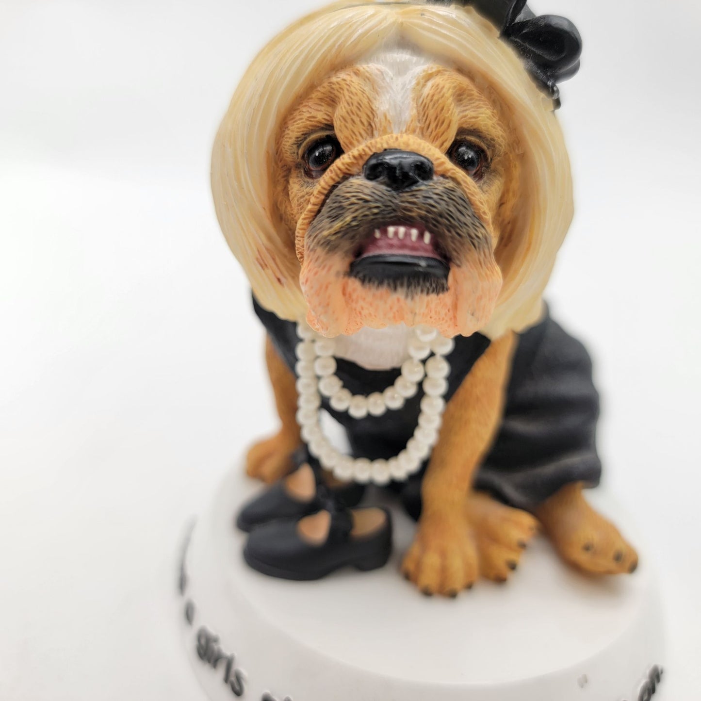 Zelda Wisdom Bulldog Figurine "Girls Night Out" Dog With Pearls & Dress