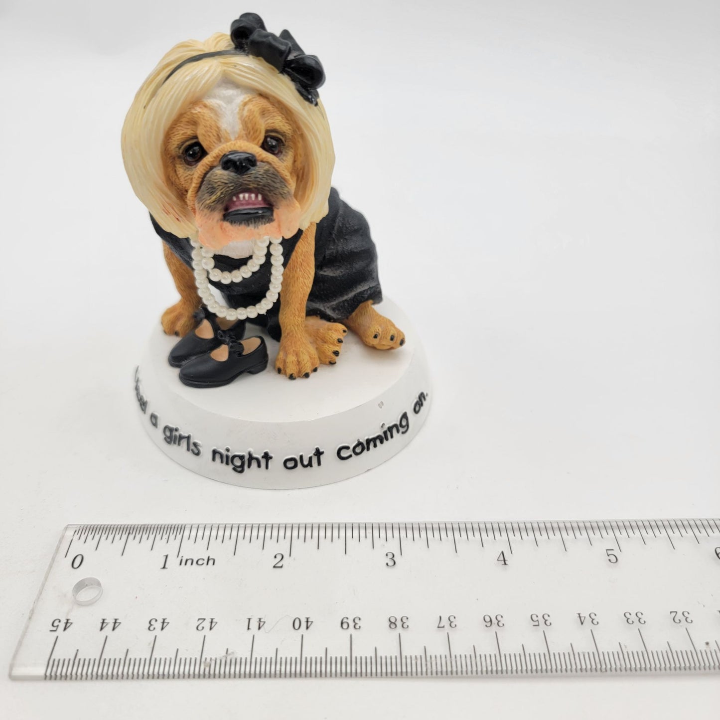 Zelda Wisdom Bulldog Figurine "Girls Night Out" Dog With Pearls & Dress