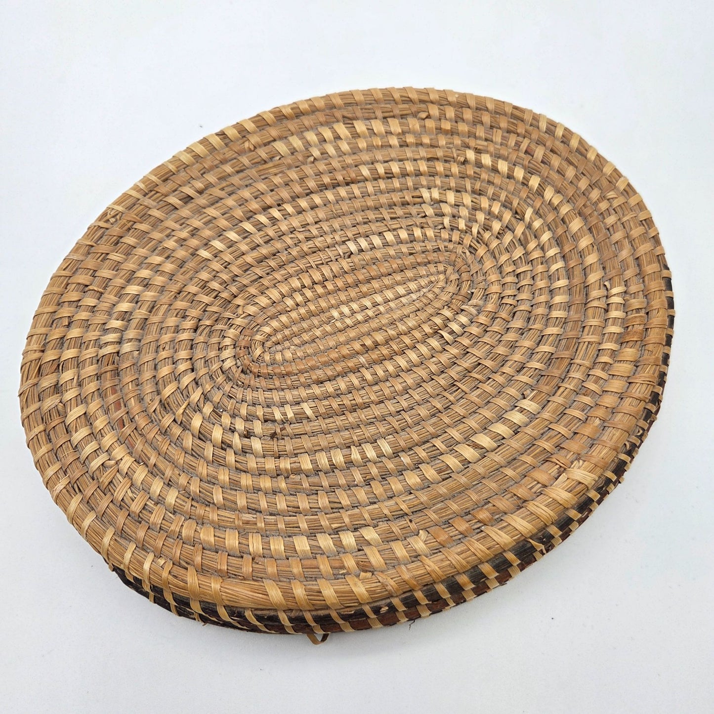 Vintage Oval Sweetgrass Woven Basket