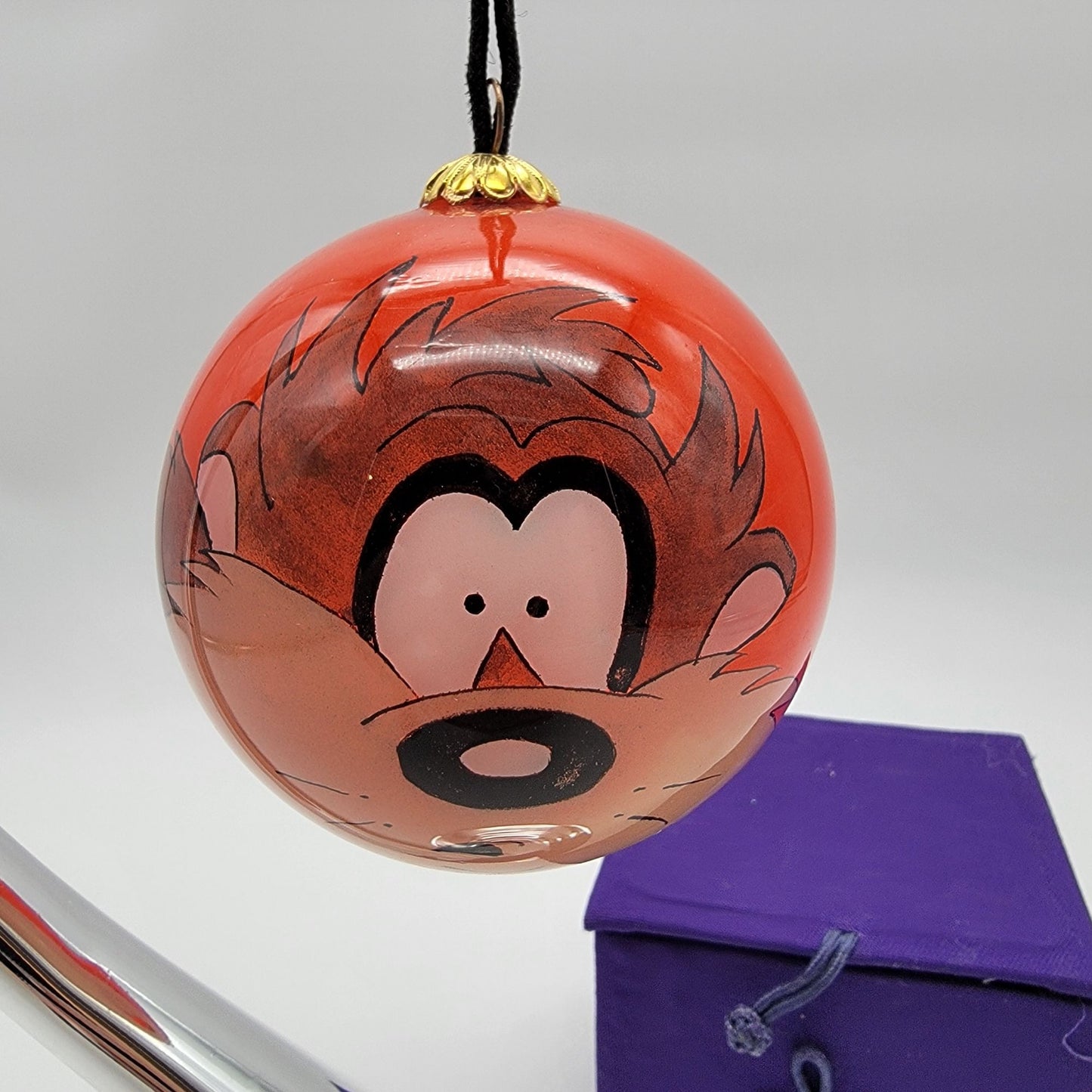 1996 Looney Tunes Taz Glass Ornament WB with Stand
