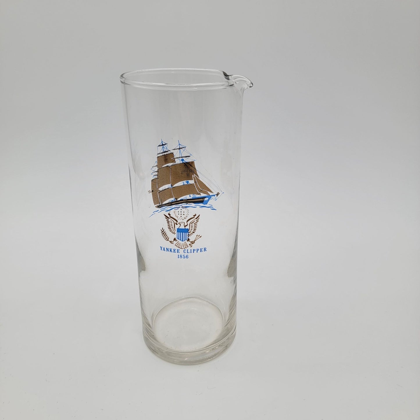 Vintage Yankee Clipper Ship 1856 Glass Handle less Pitcher