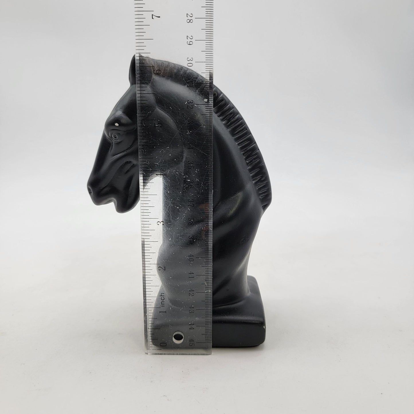 Black Ceramic Horse Head Statue Knight Chess Piece