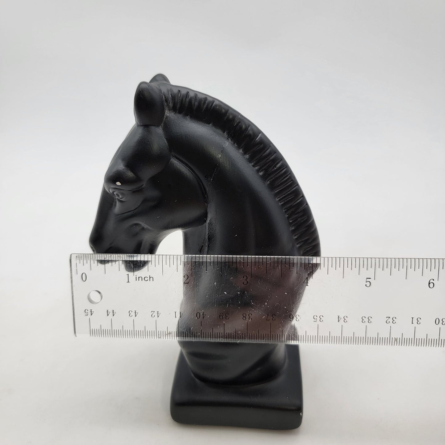 Black Ceramic Horse Head Statue Knight Chess Piece