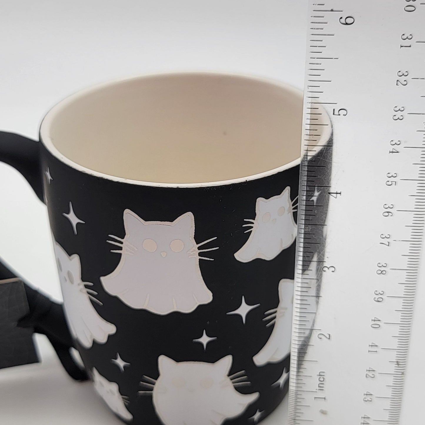 Cobwebs & Cauldrons Black Ghost Cat Mug