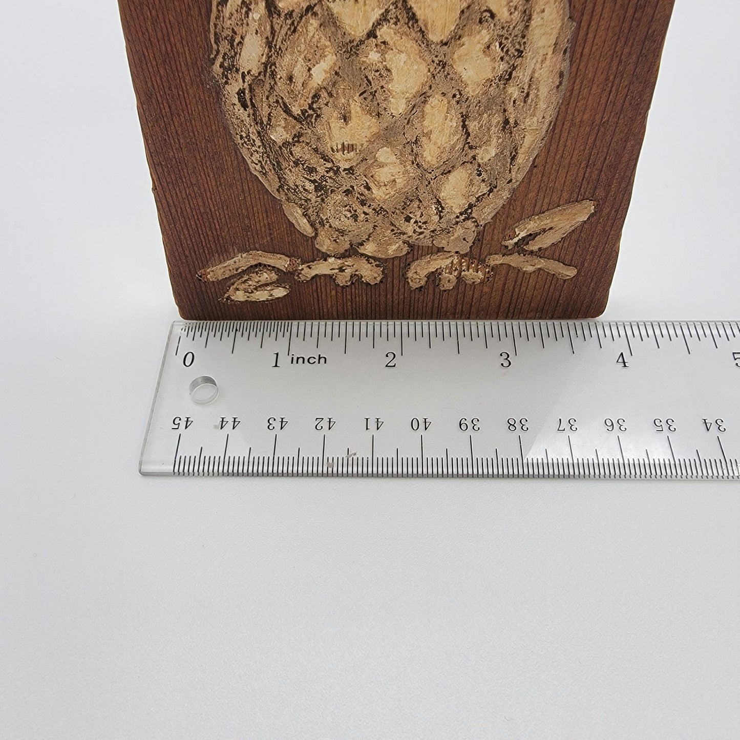 Vintage Wooden Hand Carved Owl & Floral Bookends Set Of 2