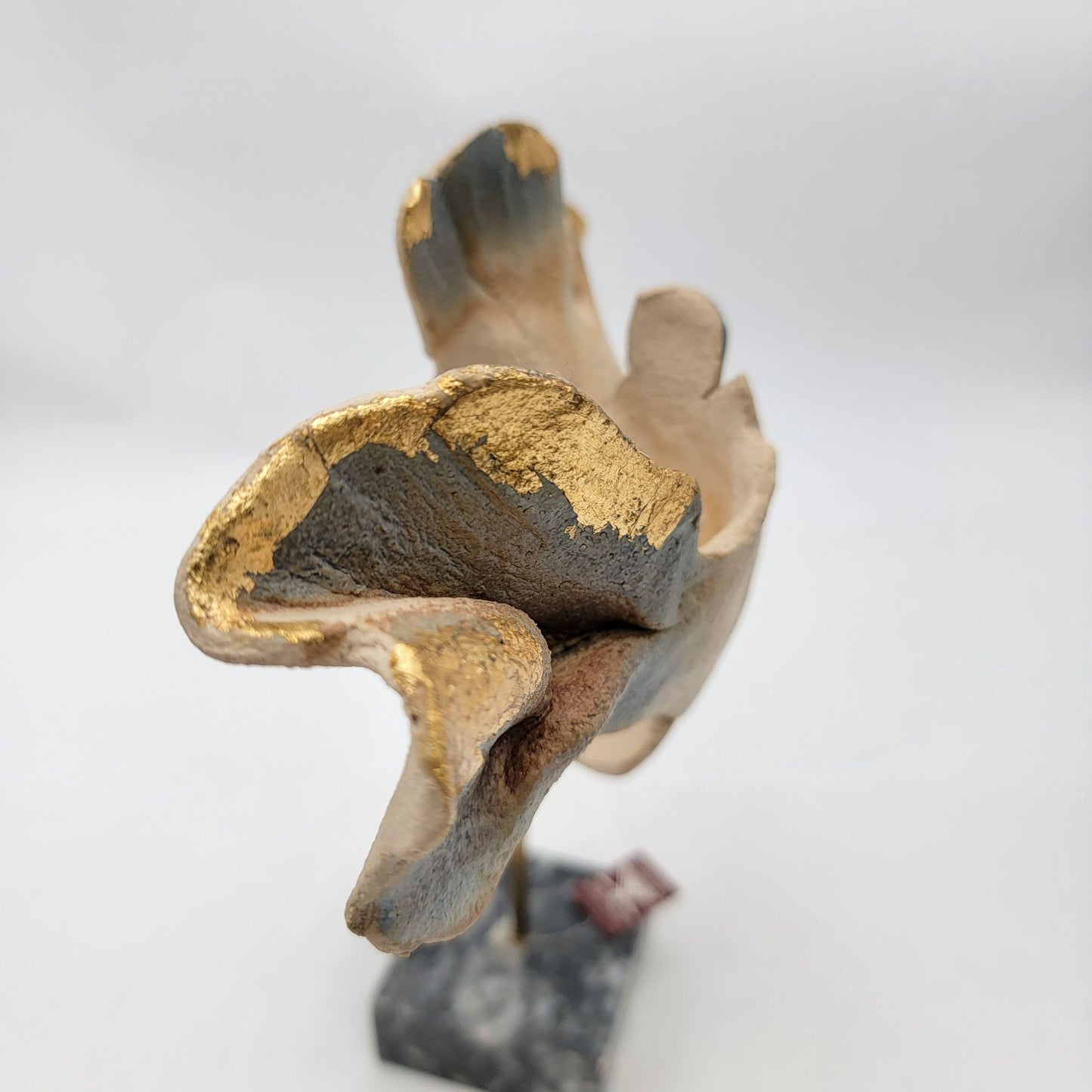 Hellenic Handcrafted Creations Abstract Faces Sculpture With Marble Base & Gold Leaf