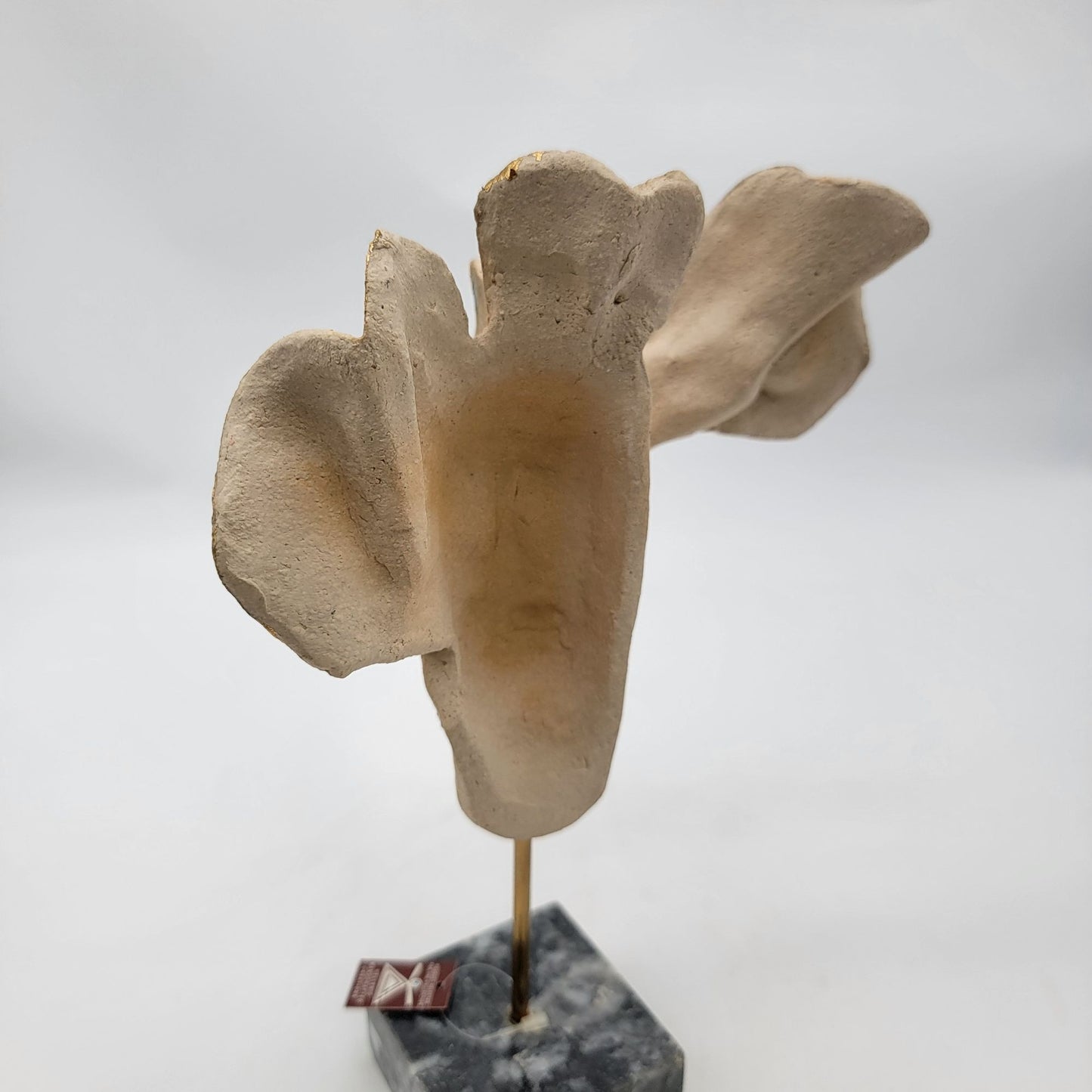 Hellenic Handcrafted Creations Abstract Faces Sculpture With Marble Base & Gold Leaf