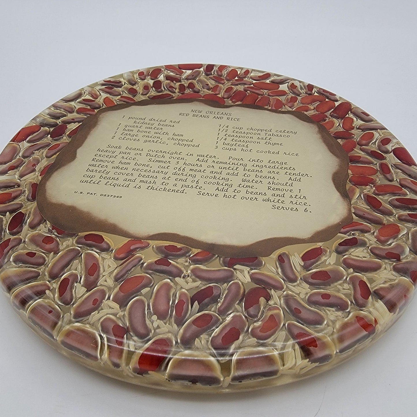 Vintage New Orleans Red Beans & Rice Recipe Lucite Trivet
