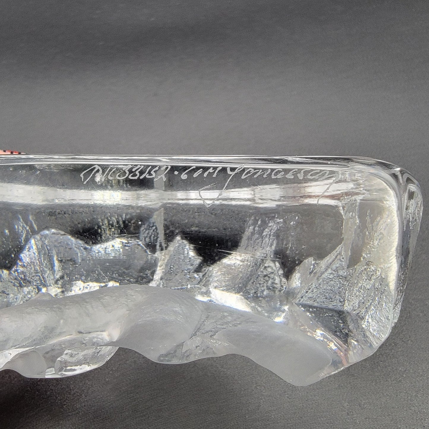 Mats Jonasson Signed Crystal Polar Bear On Iceberg Paperweight 33152