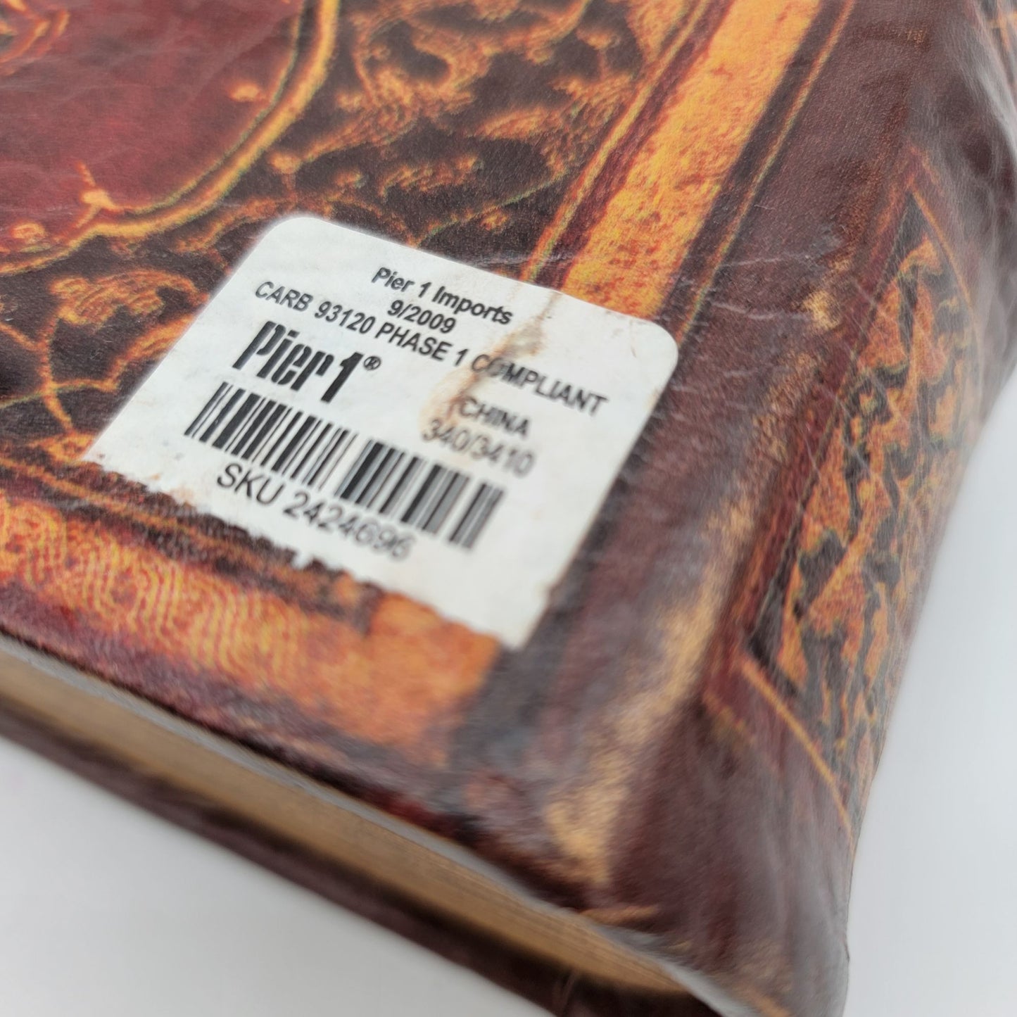 Pier 1 Imports 2009 Decorative Faux Leather Book Box Secret Storage For Home & Office