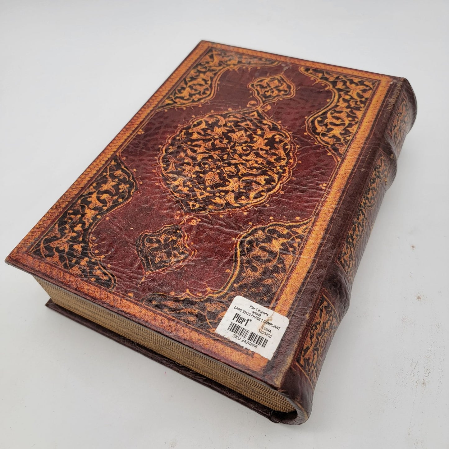 Pier 1 Imports 2009 Decorative Faux Leather Book Box Secret Storage For Home & Office