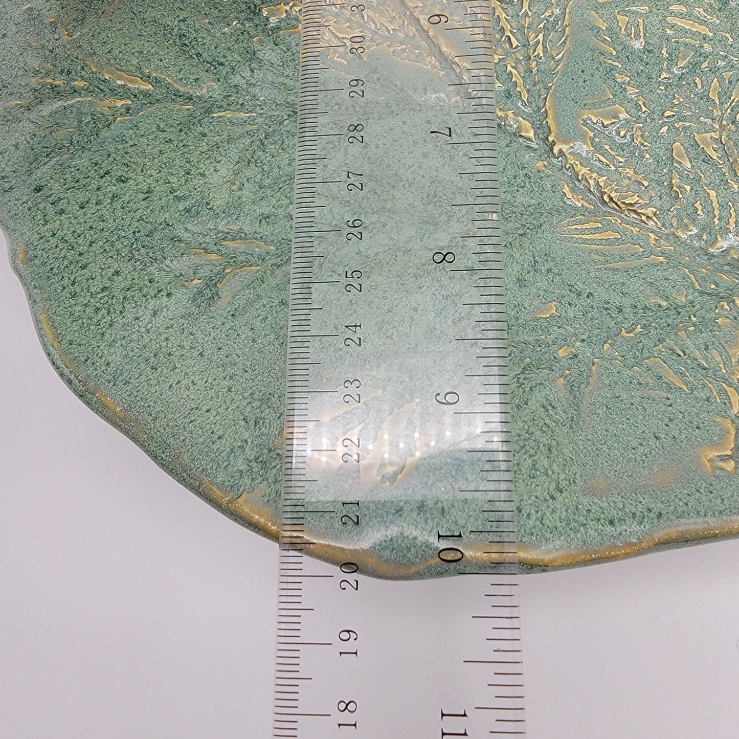 Signed Art Pottery Centerpiece Dish With Fern Imprint