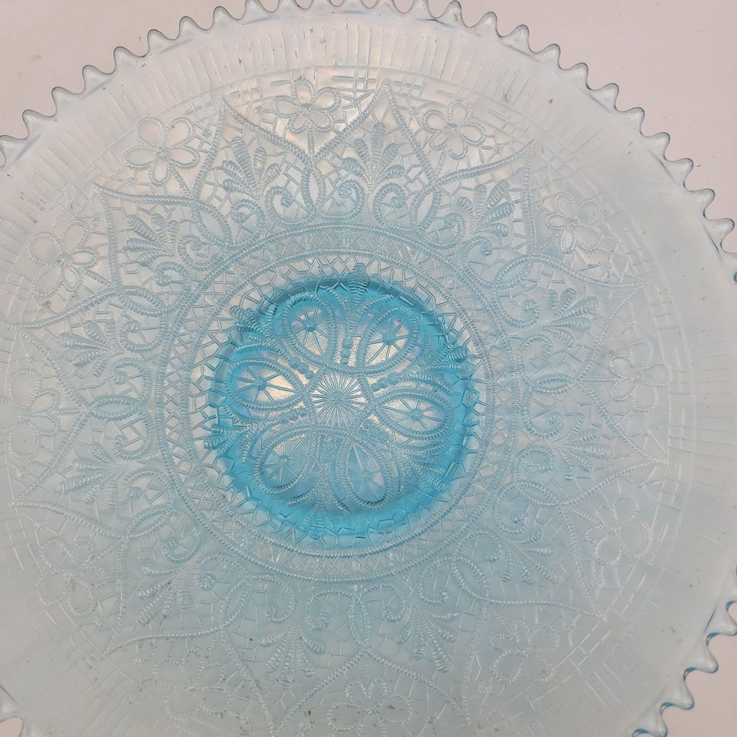 Northwood Hearts and Flowers Blue Carnival Glass Plate