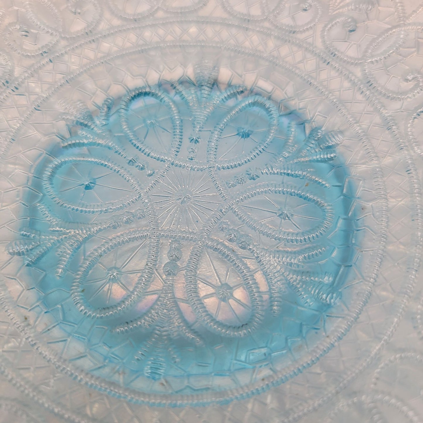 Northwood Hearts and Flowers Blue Carnival Glass Plate