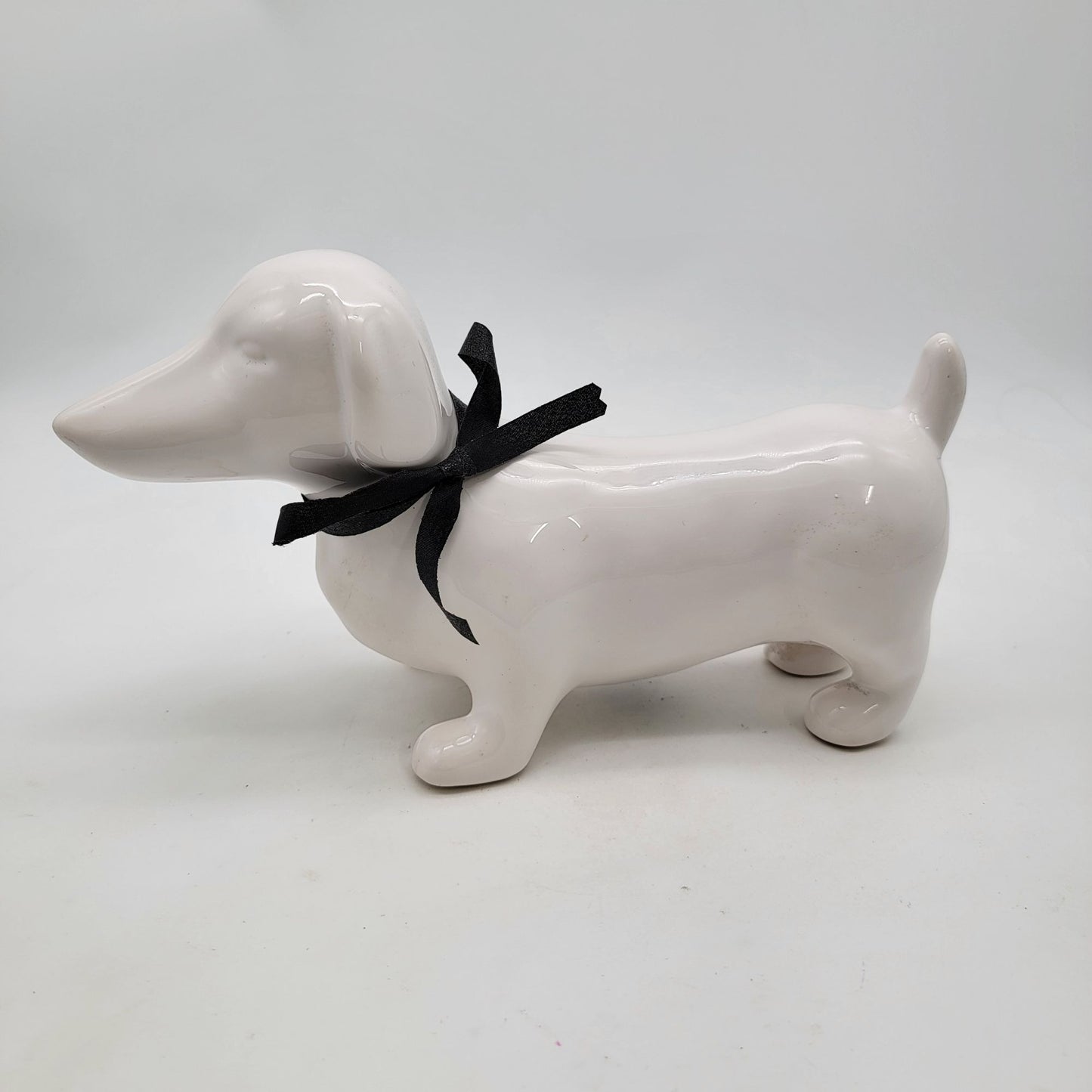 Large White Dachshund Dog Figure