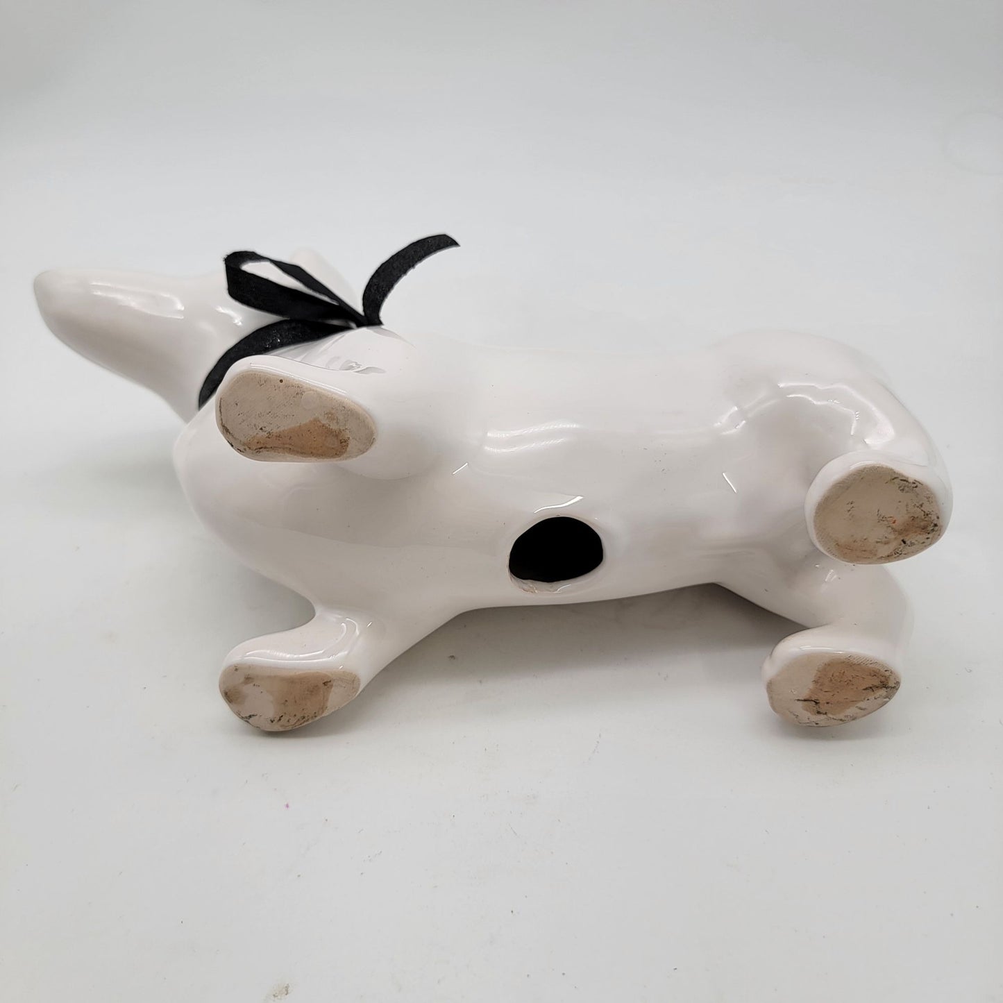 Large White Dachshund Dog Figure