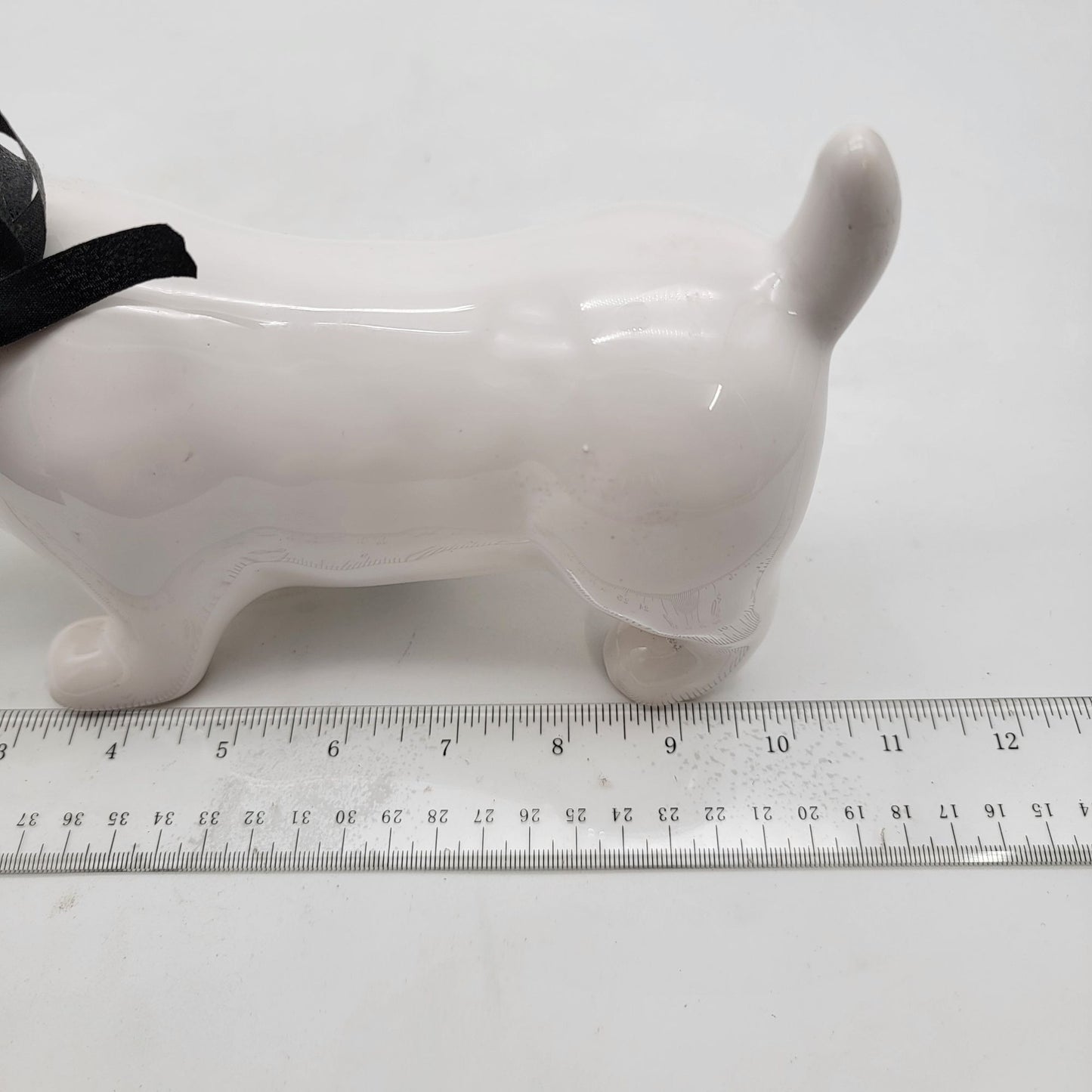 Large White Dachshund Dog Figure