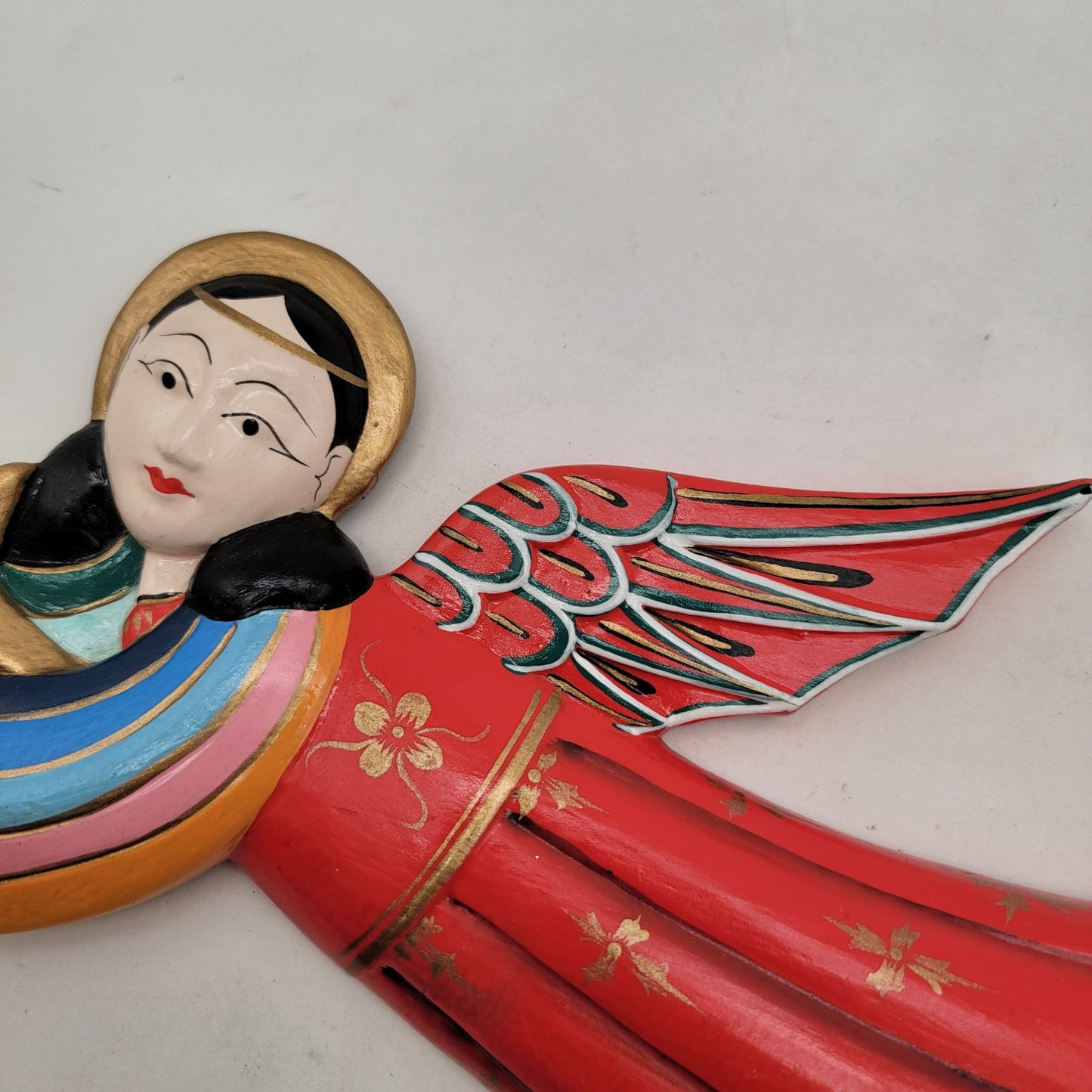 Handcrafted Indonesian Folk Art Angel Wall Hanging