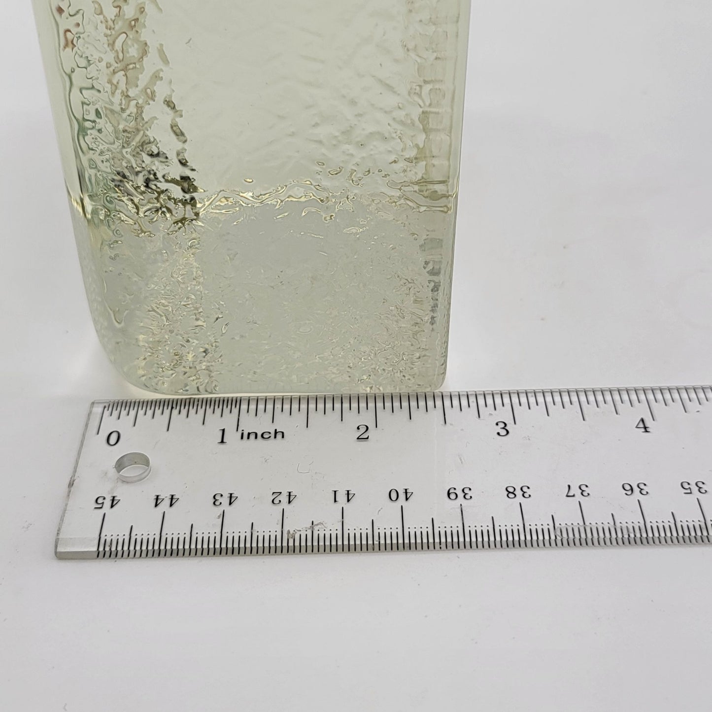 Vintage Blenko Glass Block Bookend With Engraved Deer Design