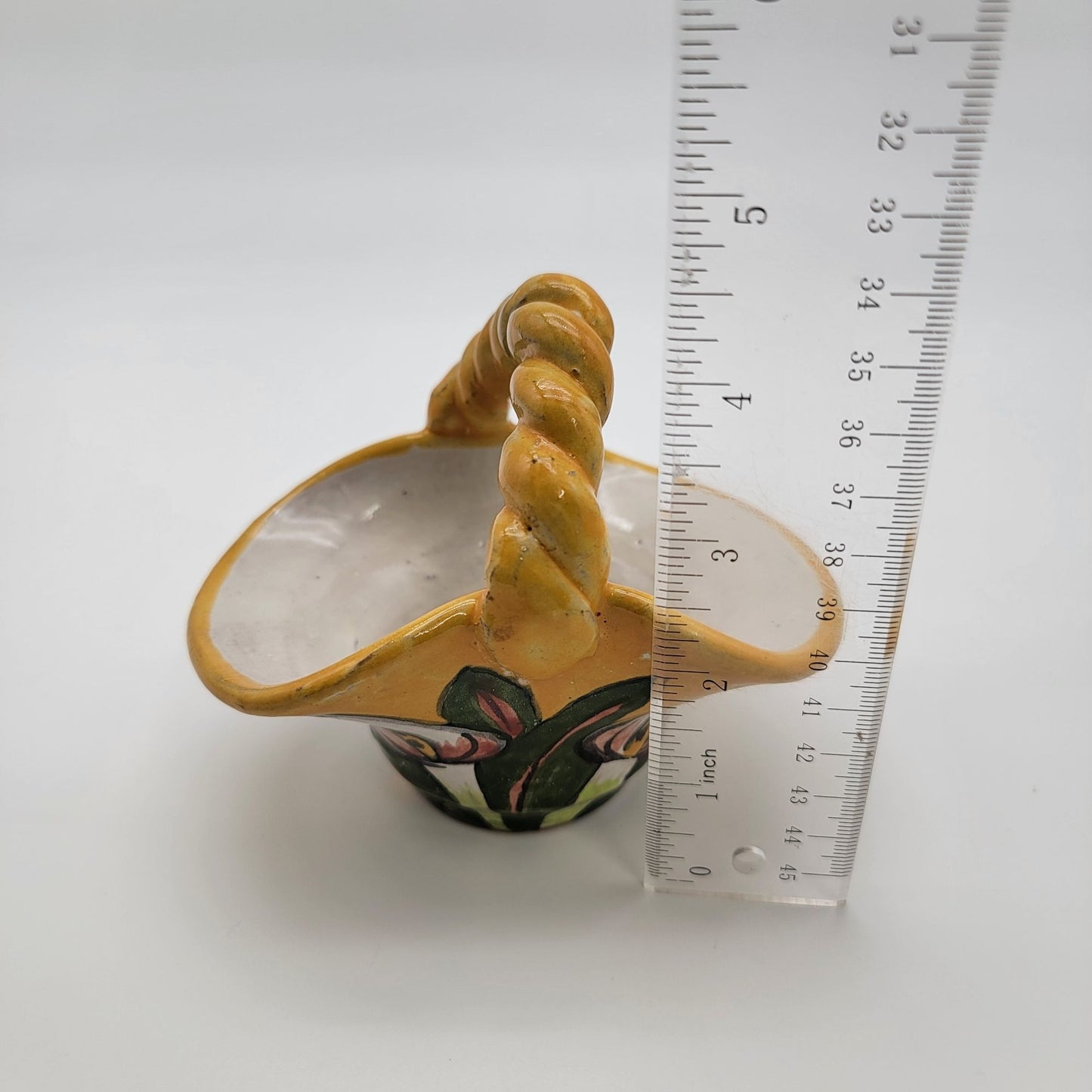 Liceagui Mexican Talavera Pottery Basket Calla Lilies