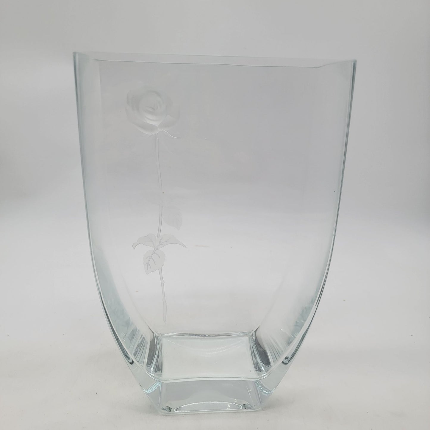 Mikasa "Endless Love" Glass Vase With Etched Rose Design