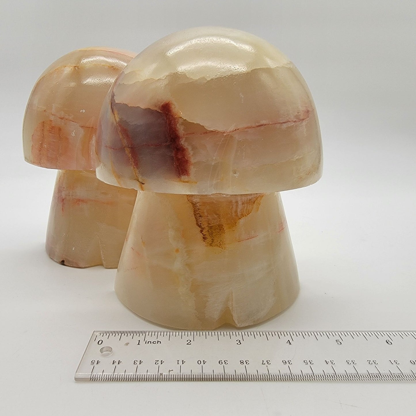 Mid Century Carved Onyx Mushroom Bookends