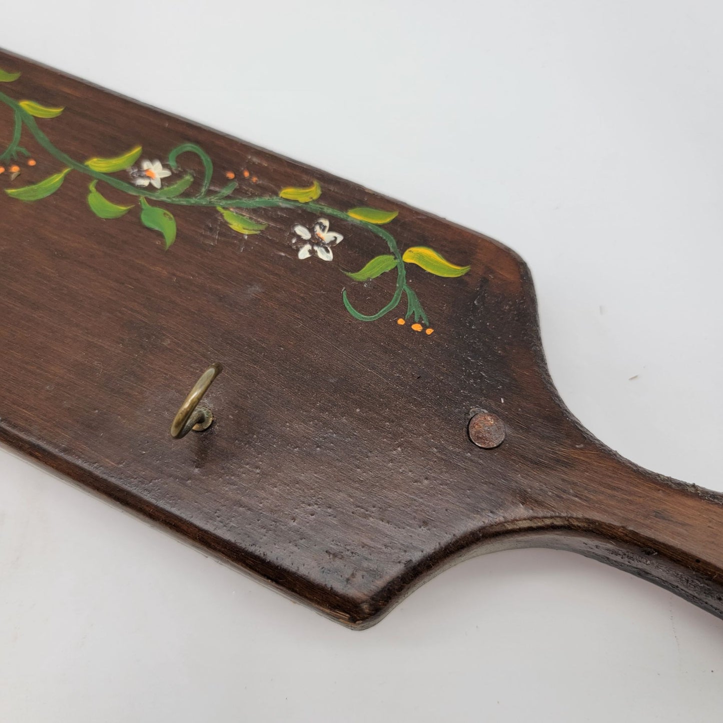 Vintage Hand-Painted Wooden Key Holder With 4 Hooks