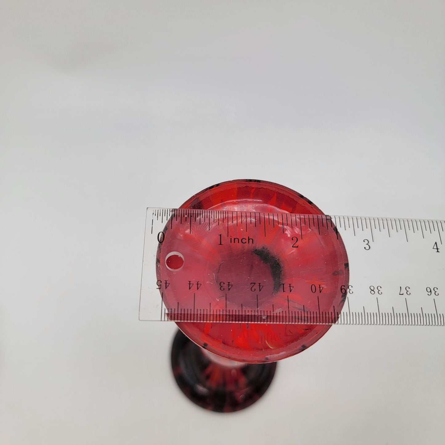 Vintage Czech Kralik Welz Ruckl Art Deco Black Amethyst Red Glass Candle Holder