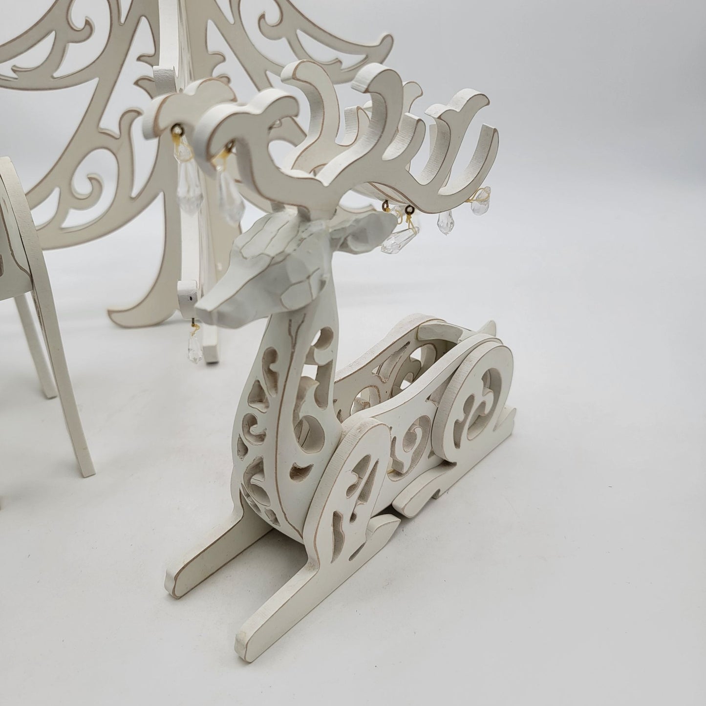 Grandeur Noel Wood Filigree Tree & Deer Set 2003 Collectors Edition