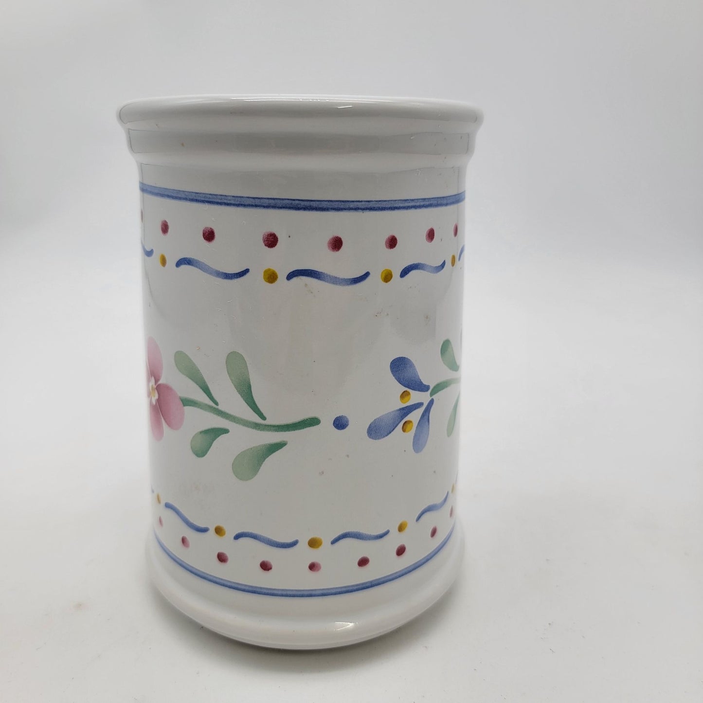 Vintage Utensil Holder With Floral Design