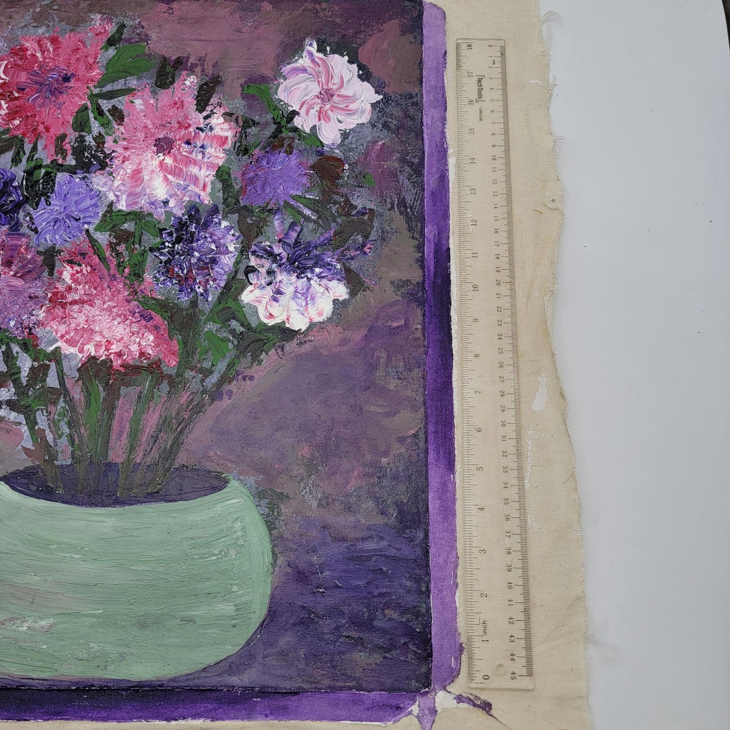 Vintage Wildflower Bouquet Impasto Original Painting By June Lowe 1990