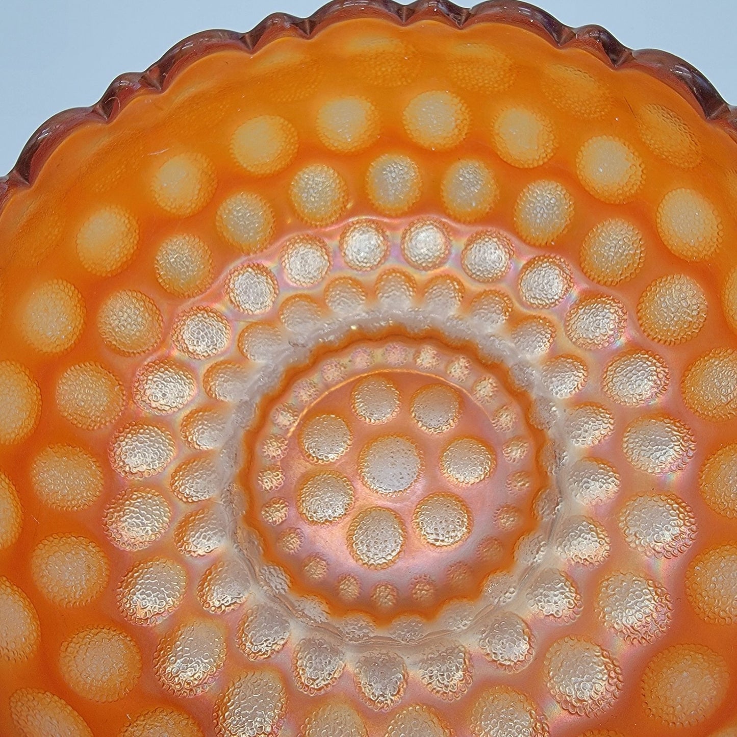 Antique Fenton Carnival Glass Stippled Coin Dot Bowl Marigold