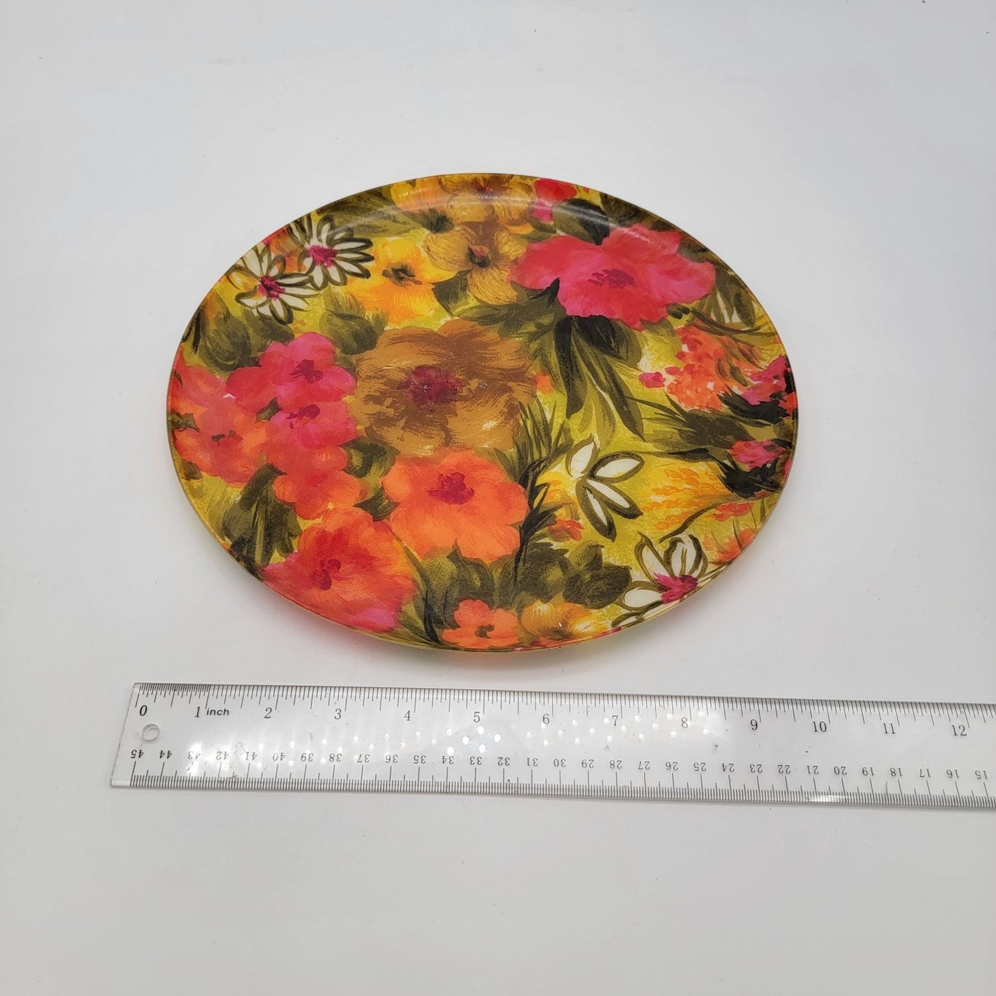 Vintage Mid Century Floral Fiberglass Plate